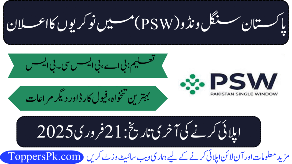 Pakistan Single Window Jobs 2025