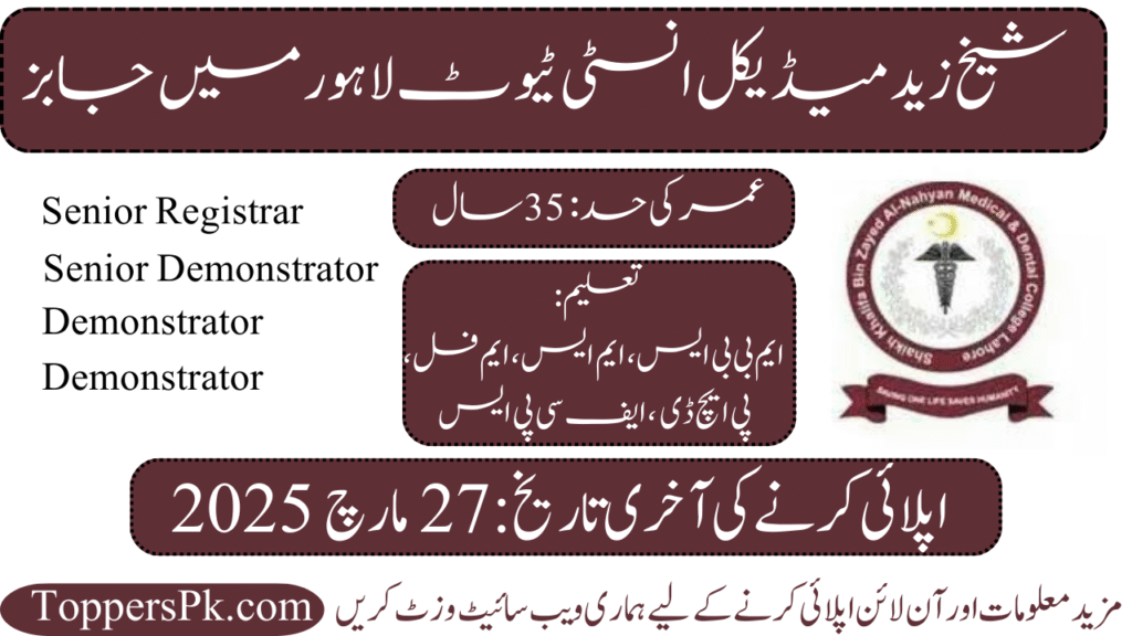 Shaikh Zayed Postgraduate Medical Institute Jobs