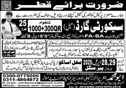 Latest Security Guard Jobs in Qatar 2025