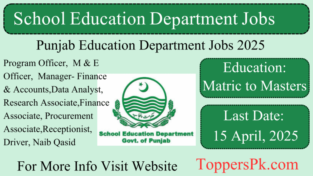 School Education Department Jobs 2025 in Punjab