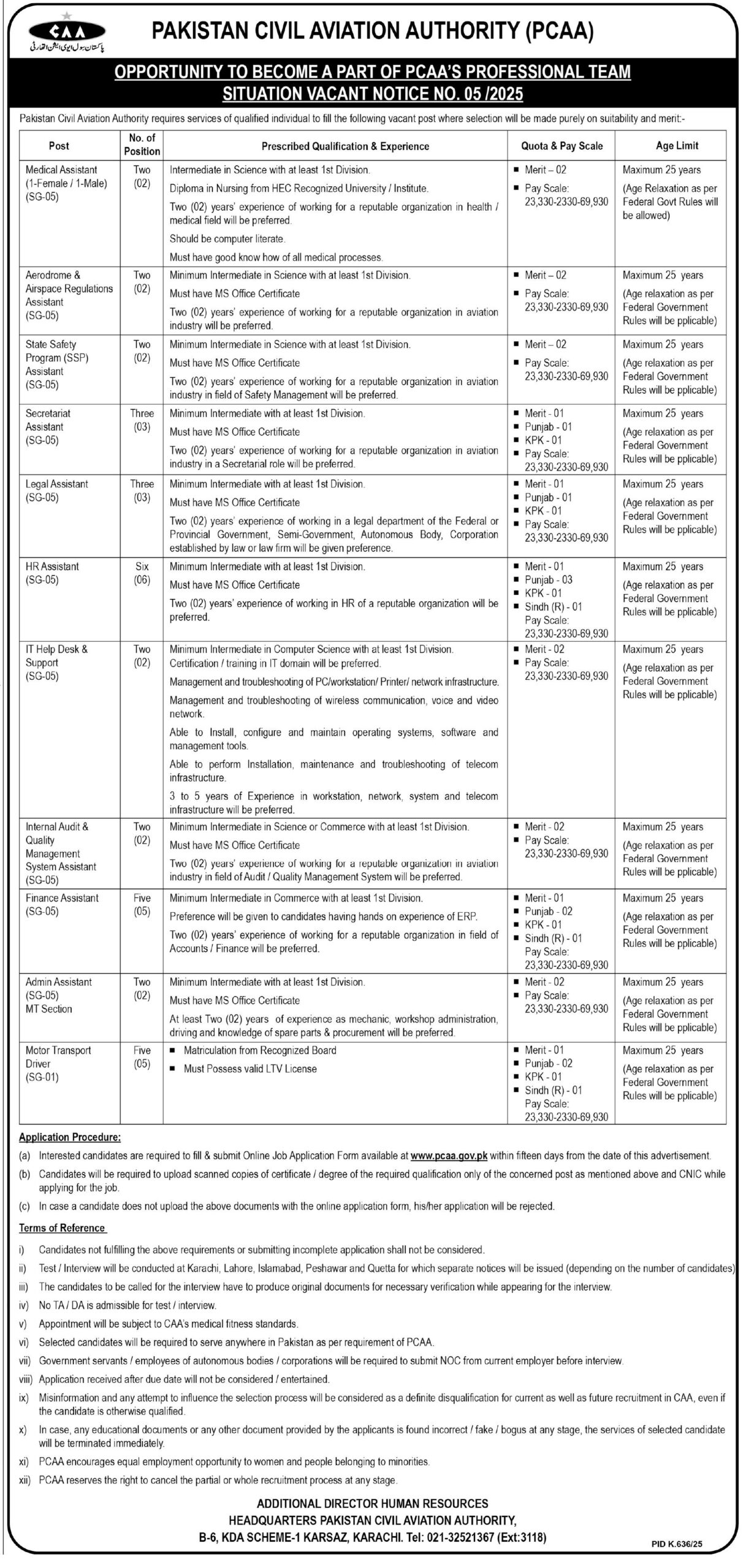 Pakistan Civil Aviation Authority Jobs 2025