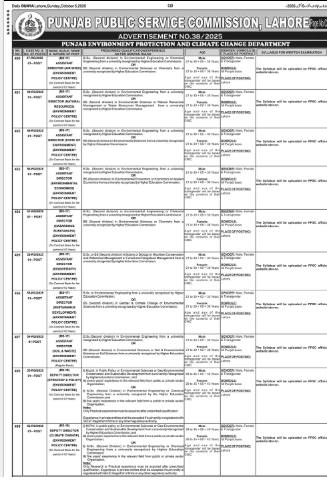 Punjab Environmental Protection Department Jobs